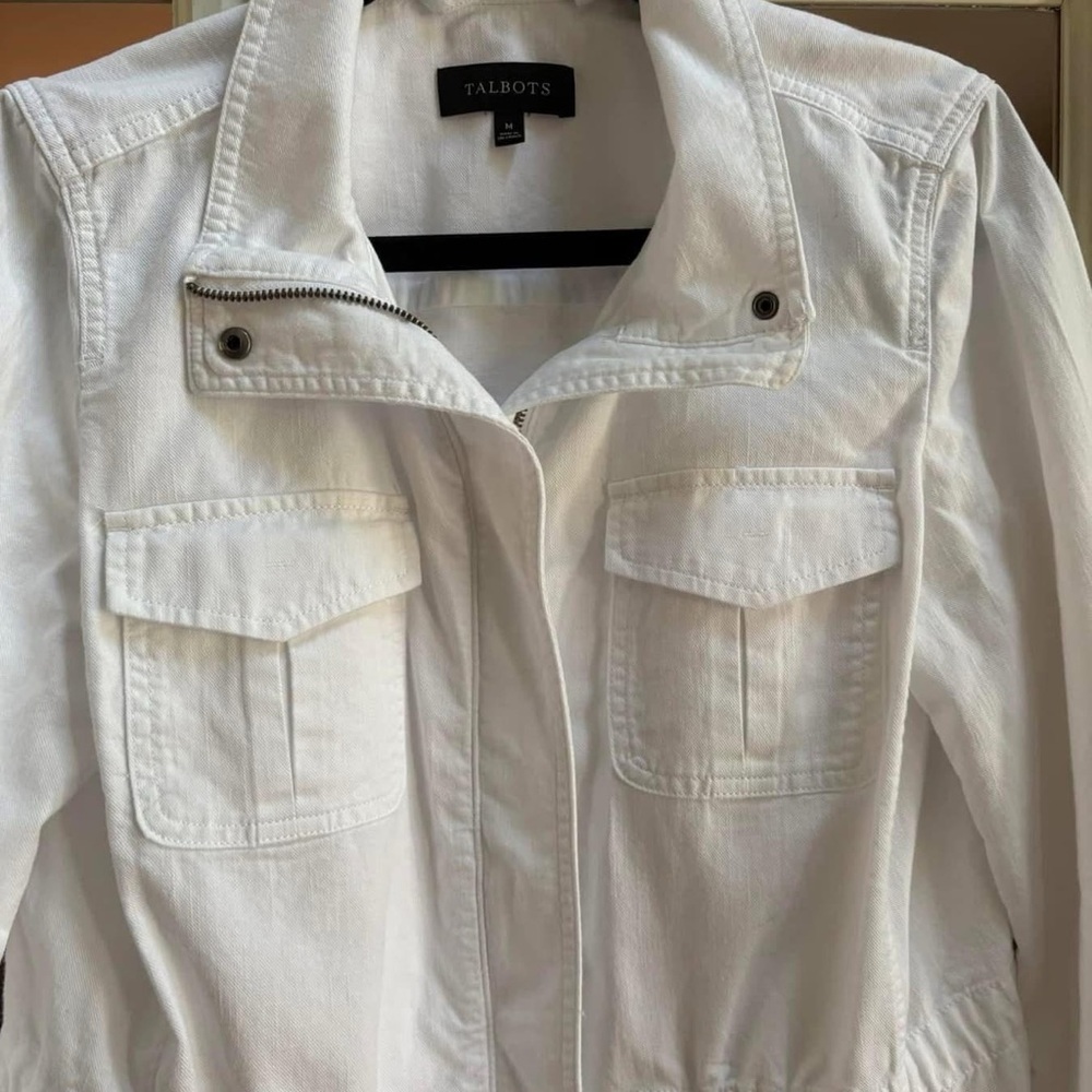Talbots Medium White Denim Jacket - image 3